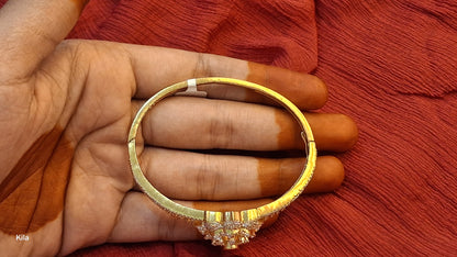 92.5 Silver Gold Plated Kada | Stylish Elegant Design | Premium Jewellery