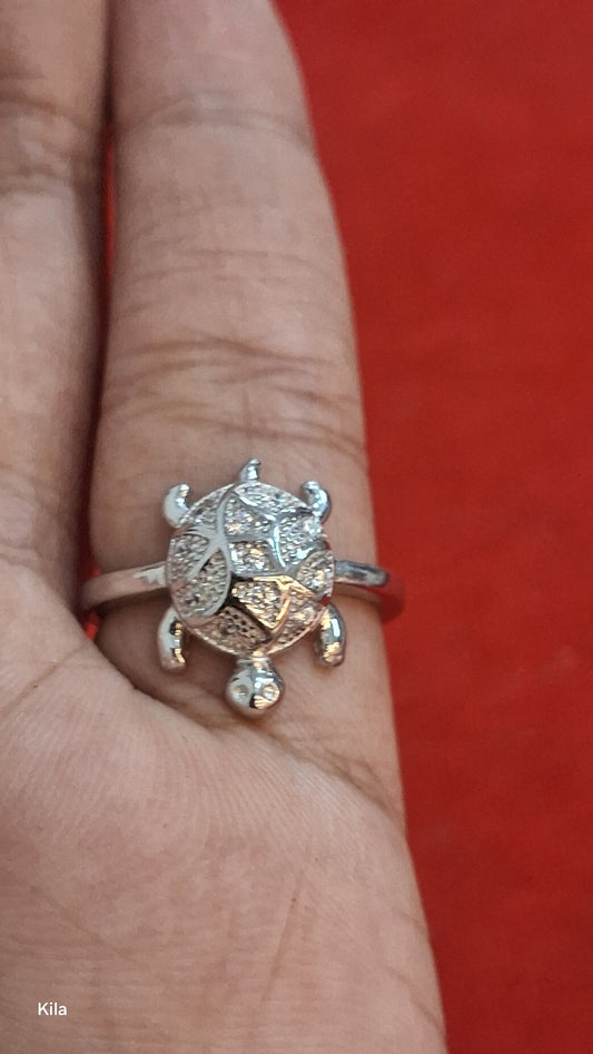 92.5 Silver Feng Shui Tortoise Ring | Protective Energy Design | Elegant Jewellery