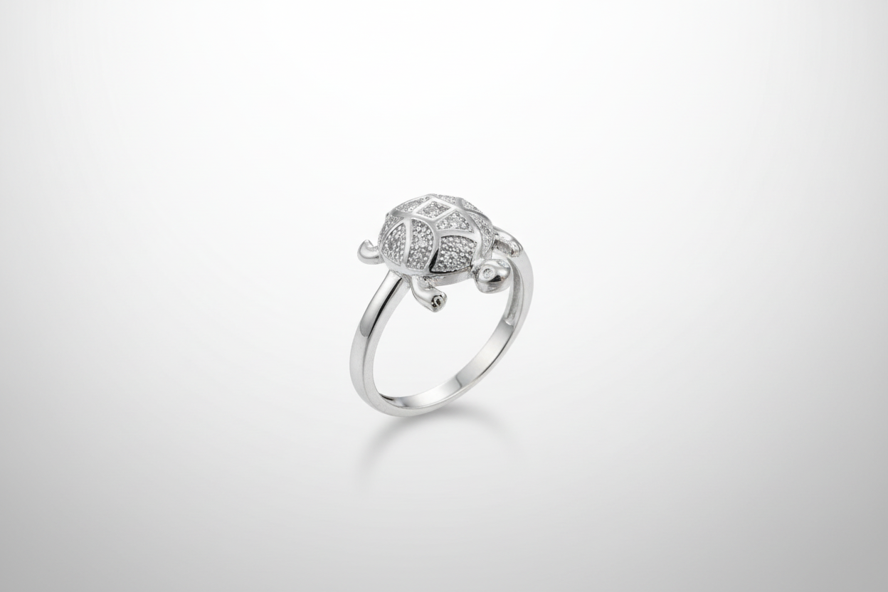 92.5 Silver Feng Shui Tortoise Ring | Protective Energy Design | Elegant Jewellery