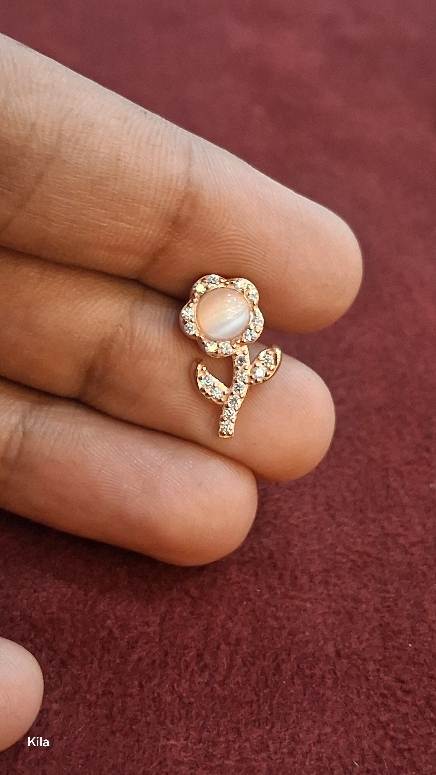 92.5 Silver Rose Gold Flower Earrings | Stylish Floral Design | Elegant Jewellery