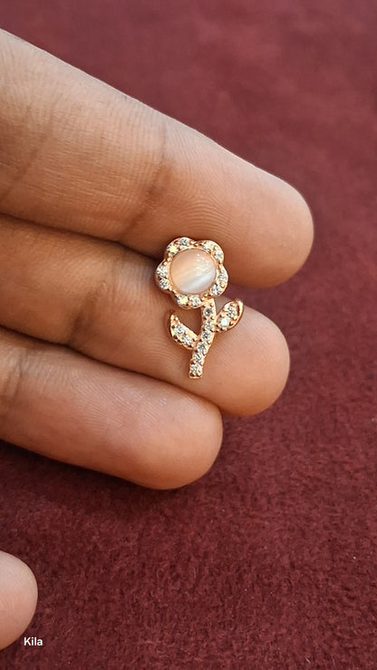 92.5 Silver Rose Gold Flower Earrings | Stylish Floral Design | Elegant Jewellery