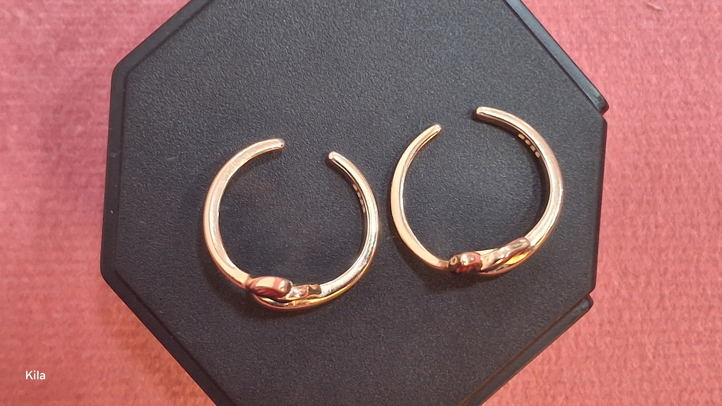 92.5 Silver Rose Gold Dolphin Toe Rings | Cute Ocean Inspired Design | Jewellery