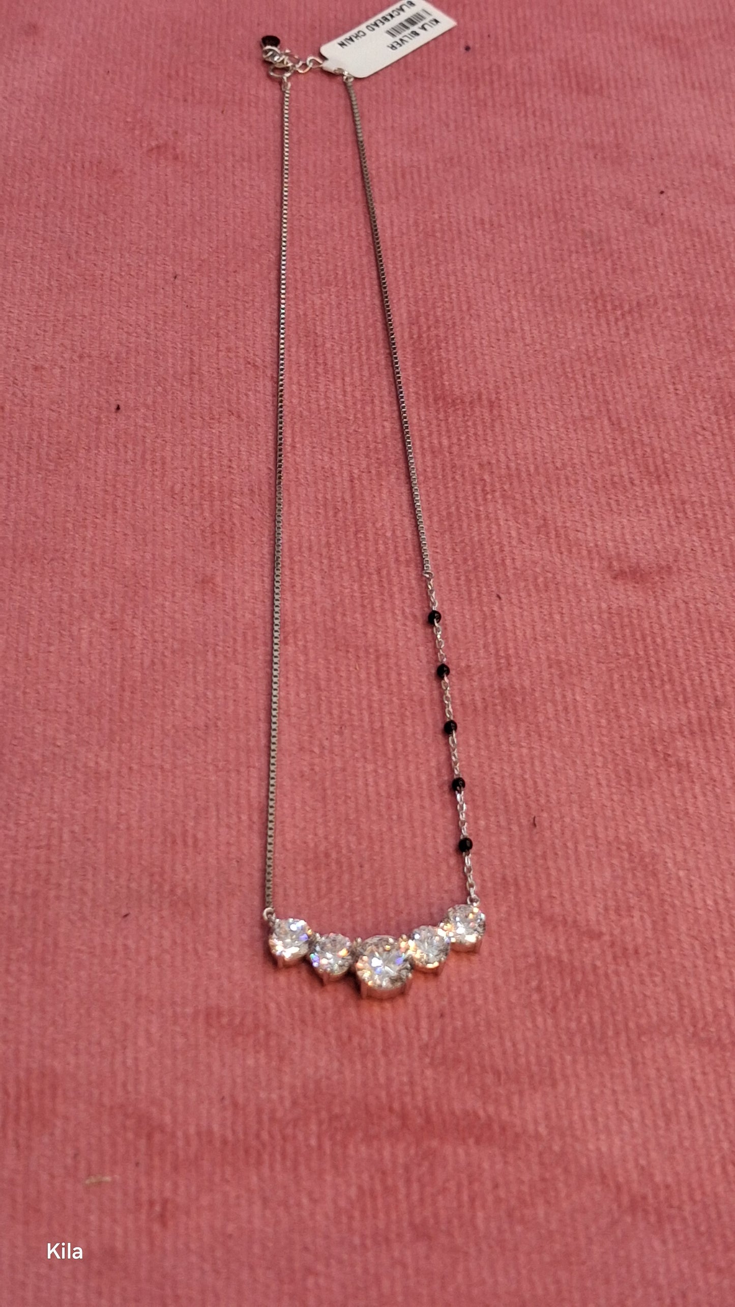 92.5 Silver Black Beads Neck Chain 18 Inches | Premium Elegant Design | Jewellery