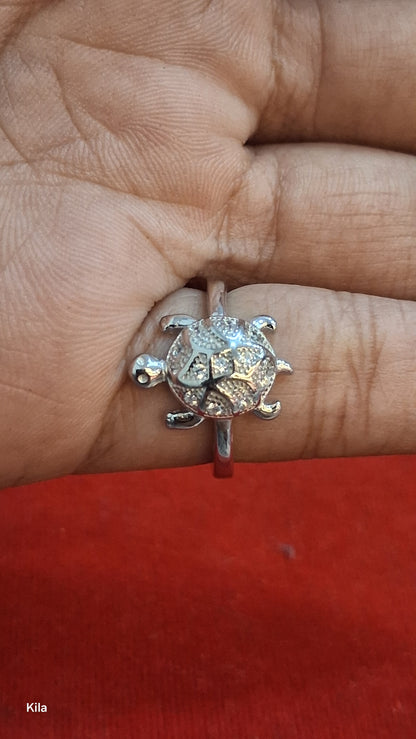92.5 Silver Feng Shui Tortoise Ring | Protective Energy Design | Elegant Jewellery