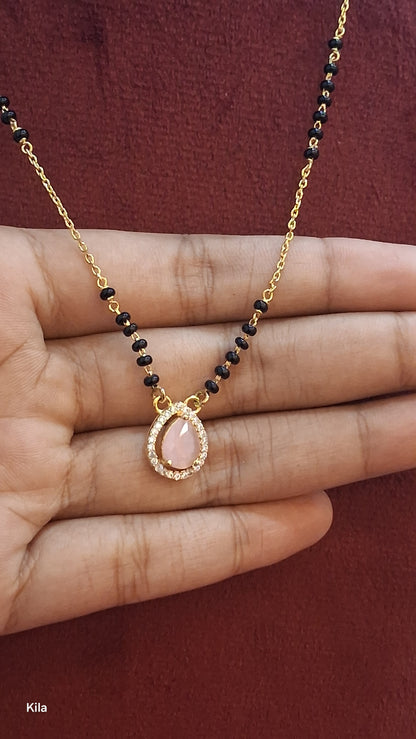 92.5 Silver Gold Plated Black Beads Chain 18 Inches | Stylish Minimal Design | Jewellery