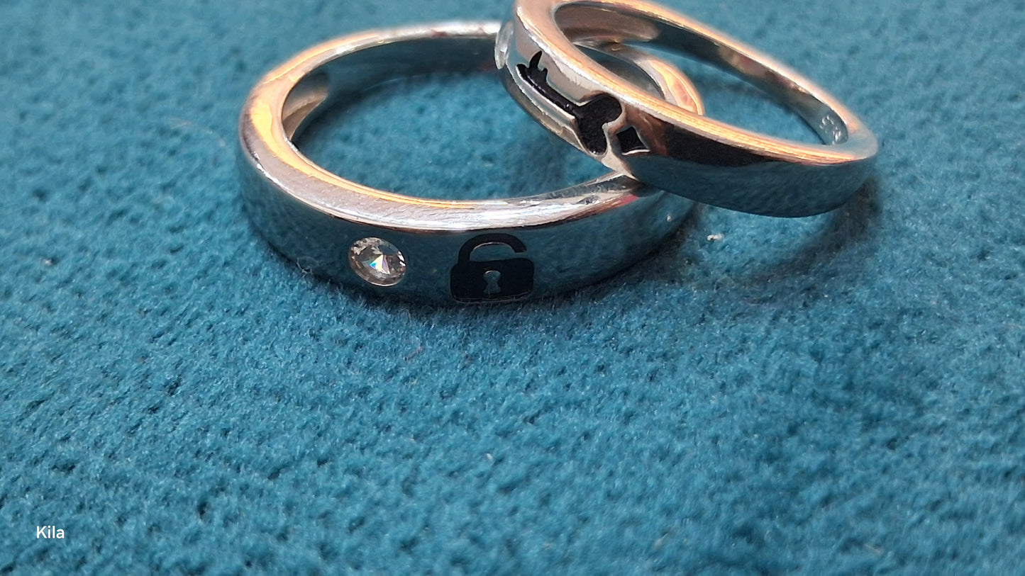 92.5 Silver Couple Rings (Men Size 21 | Women Size 11) | Stylish Matching Design | Elegant Jewellery
