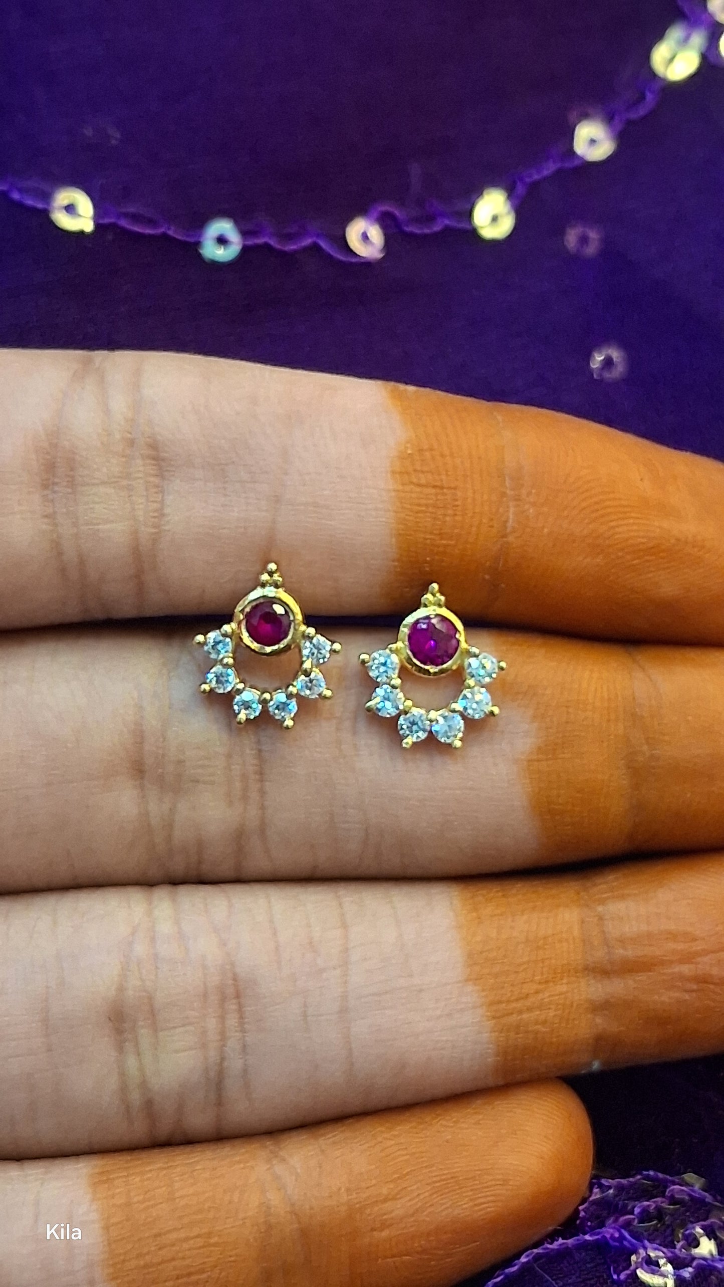 Ruby Chandbali Nose Pin (Single Piece) | Stylish Traditional Design | Elegant Jewellery