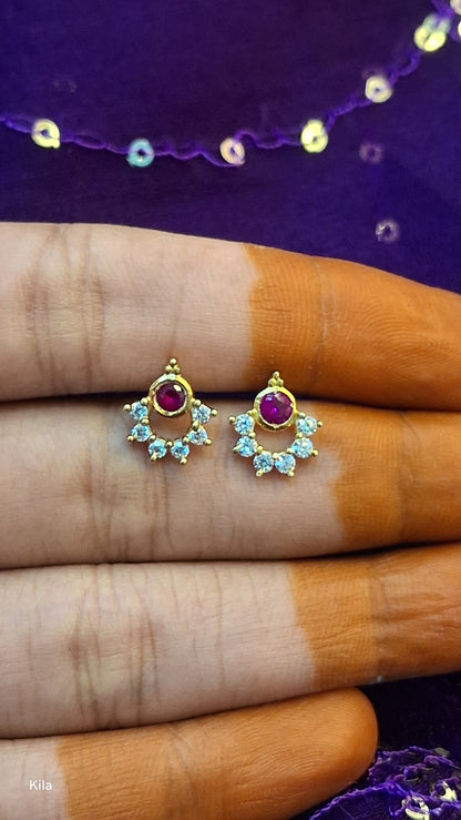 Ruby Chandbali Nose Pin (Single Piece) | Stylish Traditional Design | Elegant Jewellery