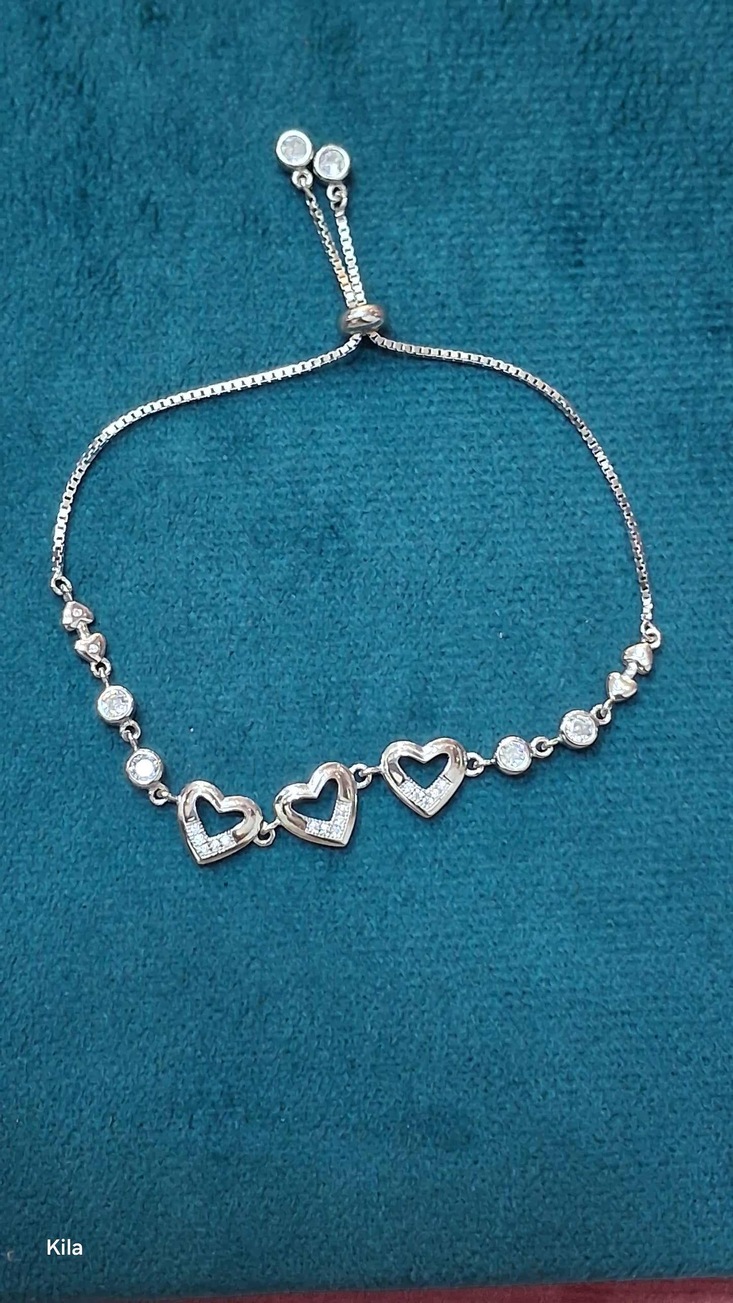 92.5 Silver Heart Bracelet | Stylish Elegant Love Design | Fashion Jewellery