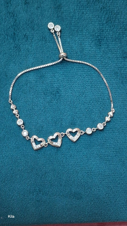92.5 Silver Heart Bracelet | Stylish Elegant Love Design | Fashion Jewellery