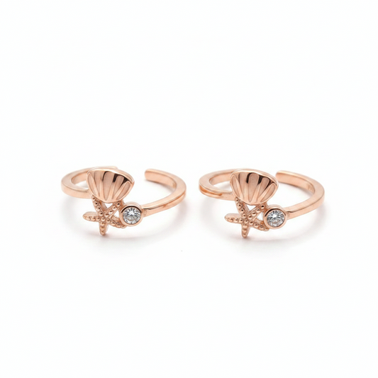 92.5 Silver Rose Gold Beach Toe Rings | Stylish Trendy Design | Jewellery