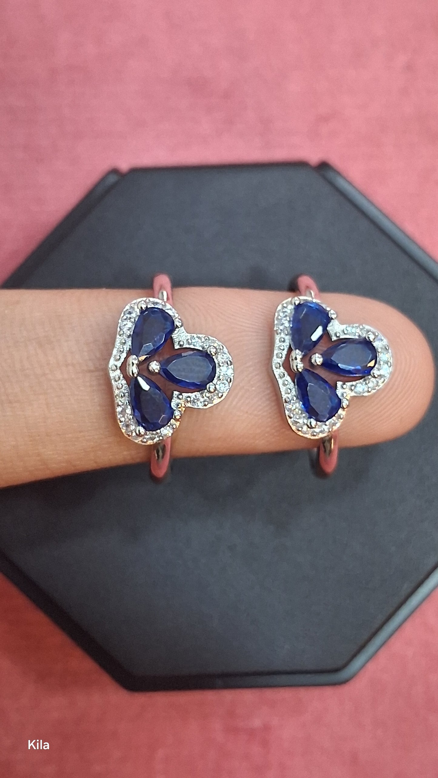 92.5 Silver Blue Stone Toe Rings | Stylish Elegant Design | Jewellery