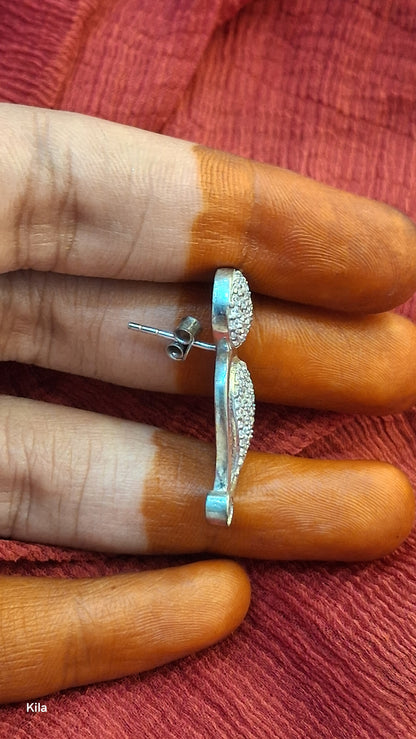 92.5 Silver White Stone Earrings | Stylish Elegant Design