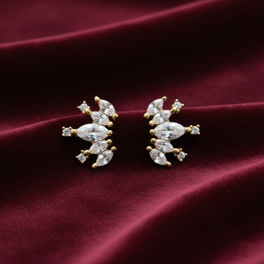 92.5 Silver Gold Plated Second Studs | Stylish Minimal Design | Elegant Jewellery