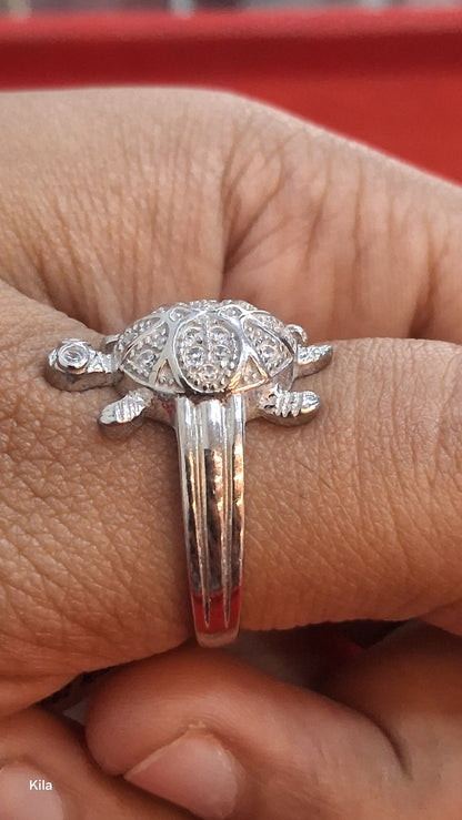 92.5 Silver Elegant Tortoise Motif Ring | Smooth Finish | Daily Wear Jewellery