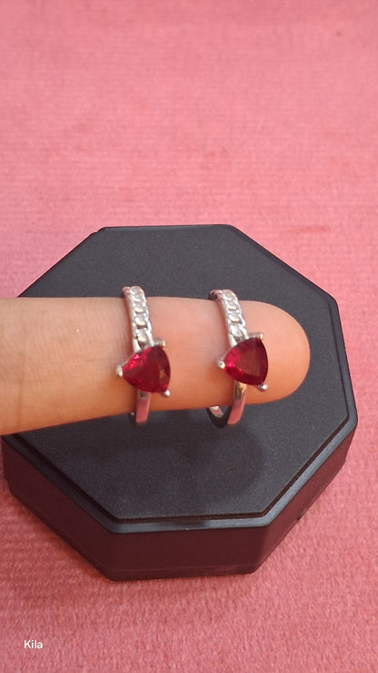 92.5 Silver Red Stone Toe Rings | Premium Stylish Design | Jewellery