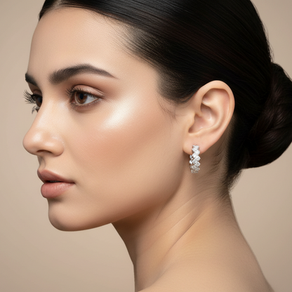92.5 Silver White Stone Bali Earrings | Stylish Sparkling Design | Elegant Jewellery
