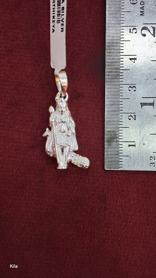 92.5 Silver Karthikeya Swamy Pendant | Divine Warrior Design | Elegant Jewellery