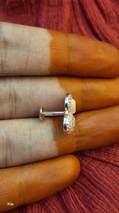 92.5 Silver Rose Gold Plated Heart Studs | Stylish Romantic Design | Elegant Jewellery