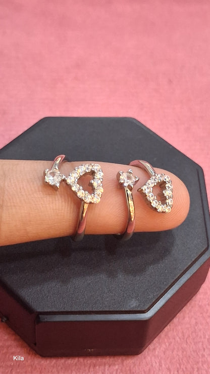 92.5 Silver Heart Shape Toe Rings | Premium Romantic Design | Elegant Jewellery
