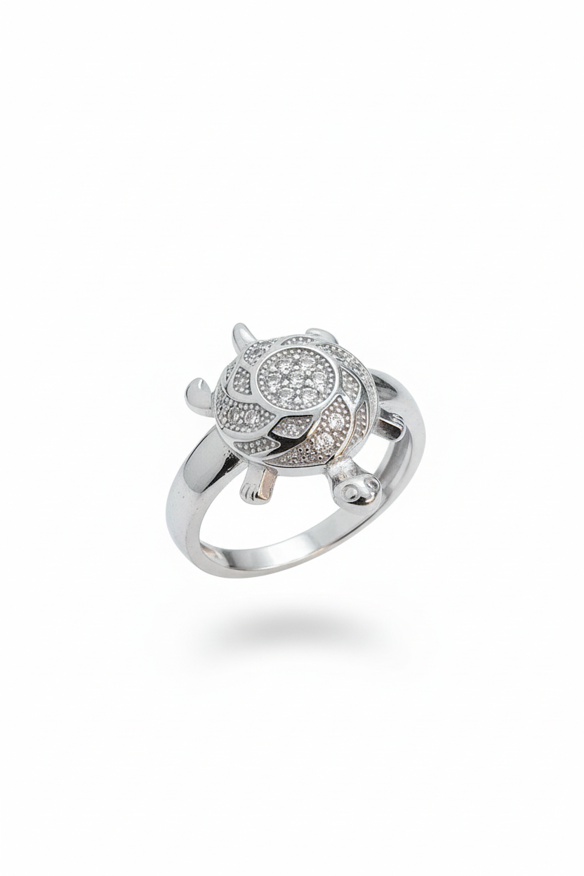 92.5 Silver Lucky Tortoise Ring | Wealth & Stability Design | Stylish Jewellery