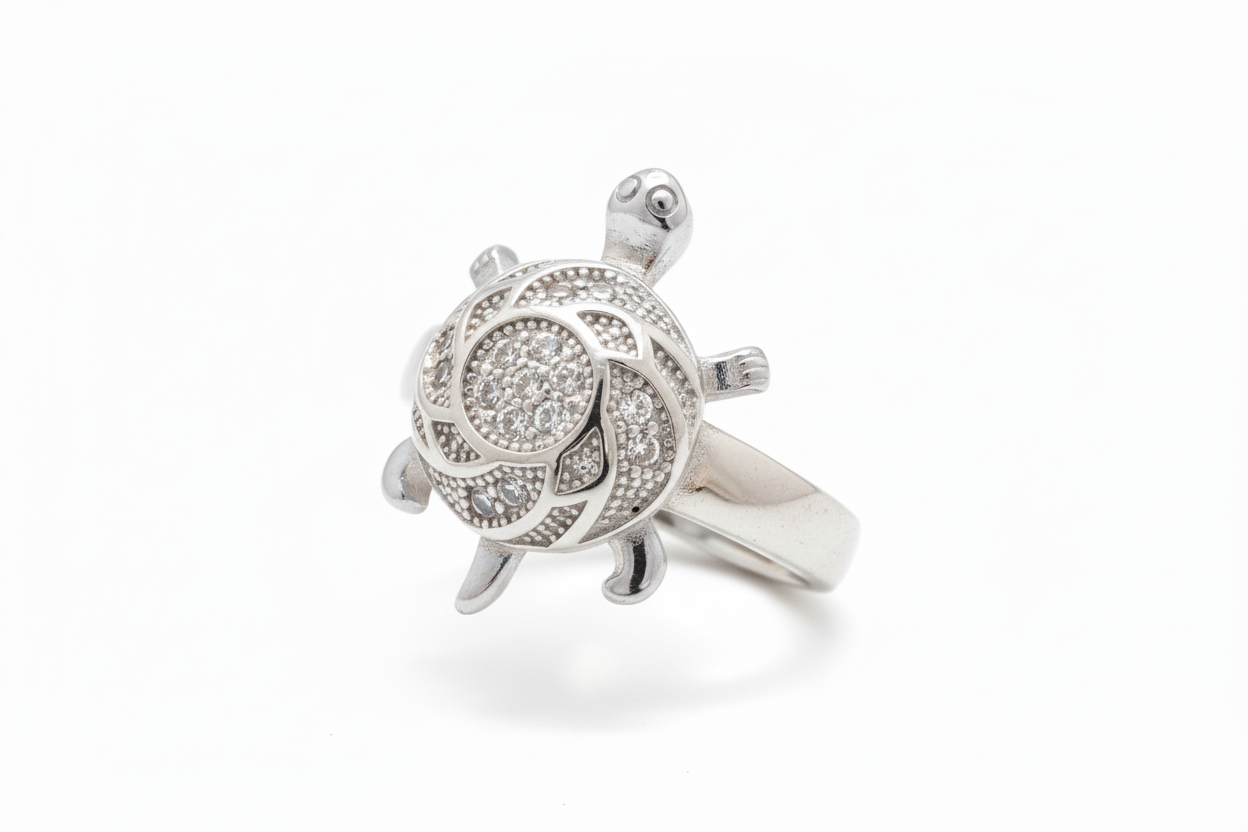 92.5 Silver Polished Tortoise Ring | Stylish Smooth Finish | Elegant Jewellery