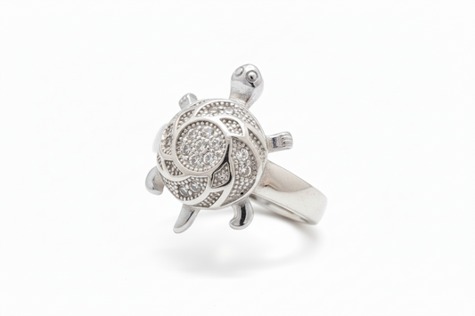 92.5 Silver Polished Tortoise Ring | Stylish Smooth Finish | Elegant Jewellery