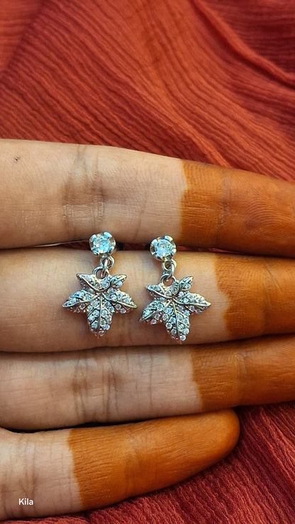 92.5 Silver Leaf Earrings | Stylish Nature Design | Elegant Jewellery