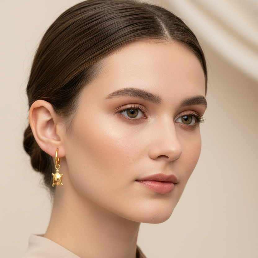925 Silver Gold Plated Tortoise Earrings | Stylish Unique Design | Elegant Jewellery