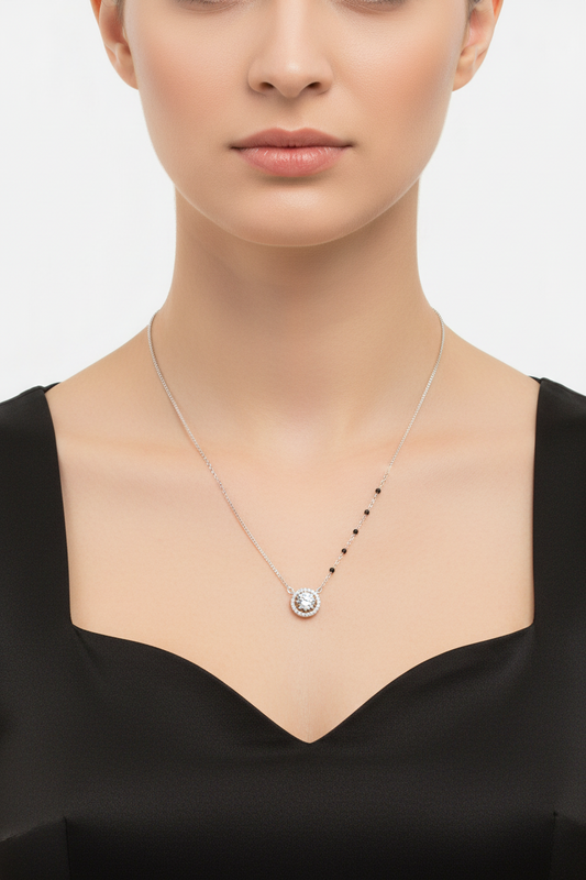 92.5 Silver Black Beads Chain 18 Inches | Minimal Stylish Design | Jewellery