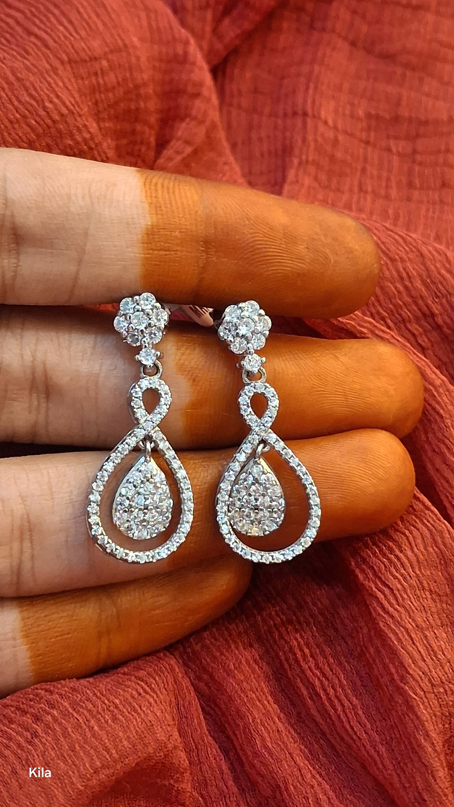 92.5 Silver White Stone Earrings | Stylish Elegant Design | Jewellery