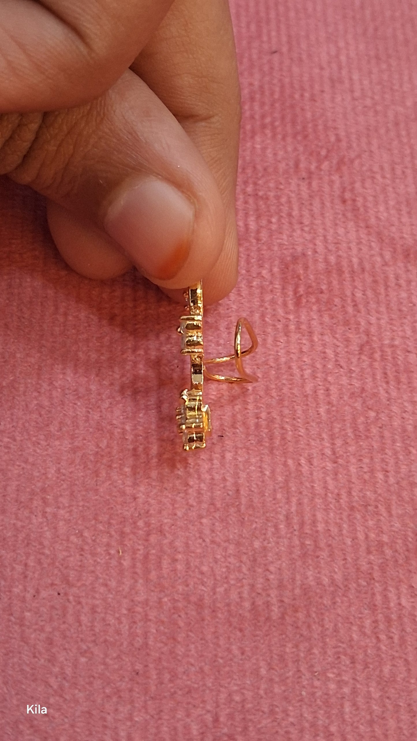 92.5 Silver Gold Plated White Stone Earcuffs | Premium Sparkle Design | Jewellery