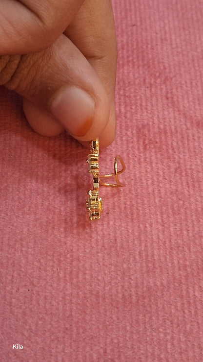 92.5 Silver Gold Plated White Stone Earcuffs | Premium Sparkle Design | Jewellery