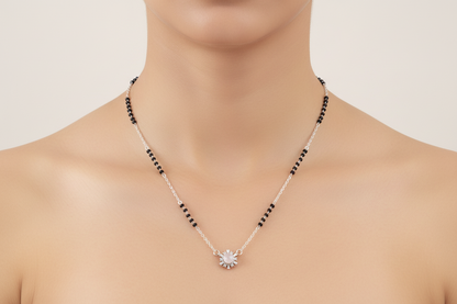 92.5 Silver Black Beads Chain 18 Inches | Premium Traditional Design | Jewellery
