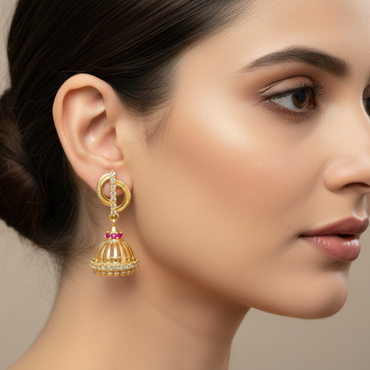 92.5 Silver Gold Plated Stylish Jhumki | Traditional Elegant Design | Jewellery