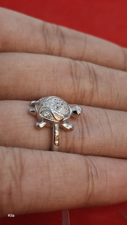 92.5 Silver Heart Tortoise Ring | Romantic Symbolic Design | Stylish Jewellery