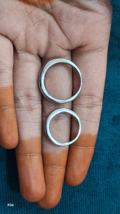 92.5 Silver Couple Rings (Men Size 21 | Women Size 11) | Stylish Matching Design | Elegant Jewellery