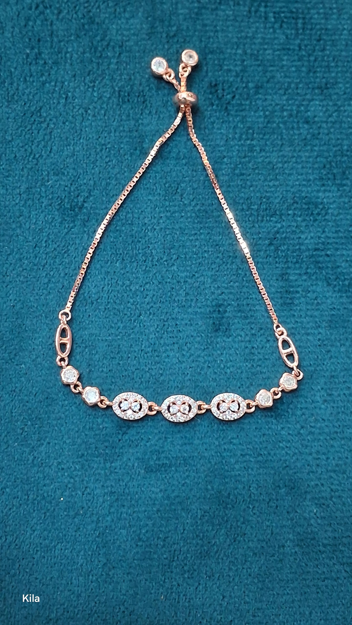92.5 Silver Rose Gold Plated Bracelet | Stylish Dual Tone Design | Elegant Jewellery