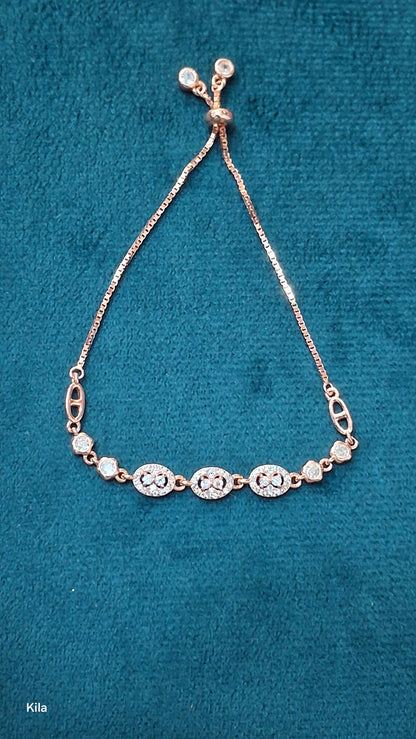 92.5 Silver Rose Gold Plated Bracelet | Stylish Dual Tone Design | Elegant Jewellery