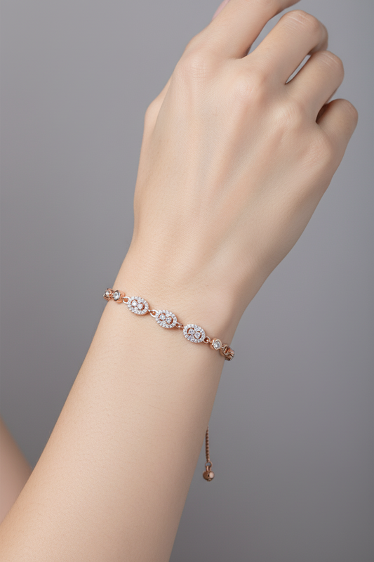 92.5 Silver Rose Gold Plated Bracelet | Stylish Dual Tone Design | Elegant Jewellery