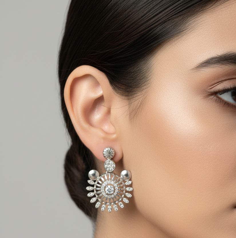 92.5 Silver Earrings | Stylish Refined Design | Elegant Jewellery