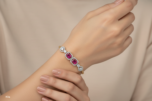 92.5 Silver Gold Plated Bracelet | Stylish Premium Finish | Elegant Jewellery
