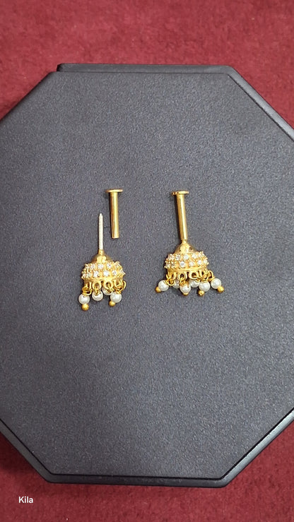 92.5 Silver White CZ Jhumki Bugadi | Stylish Traditional Design | Elegant Jewellery