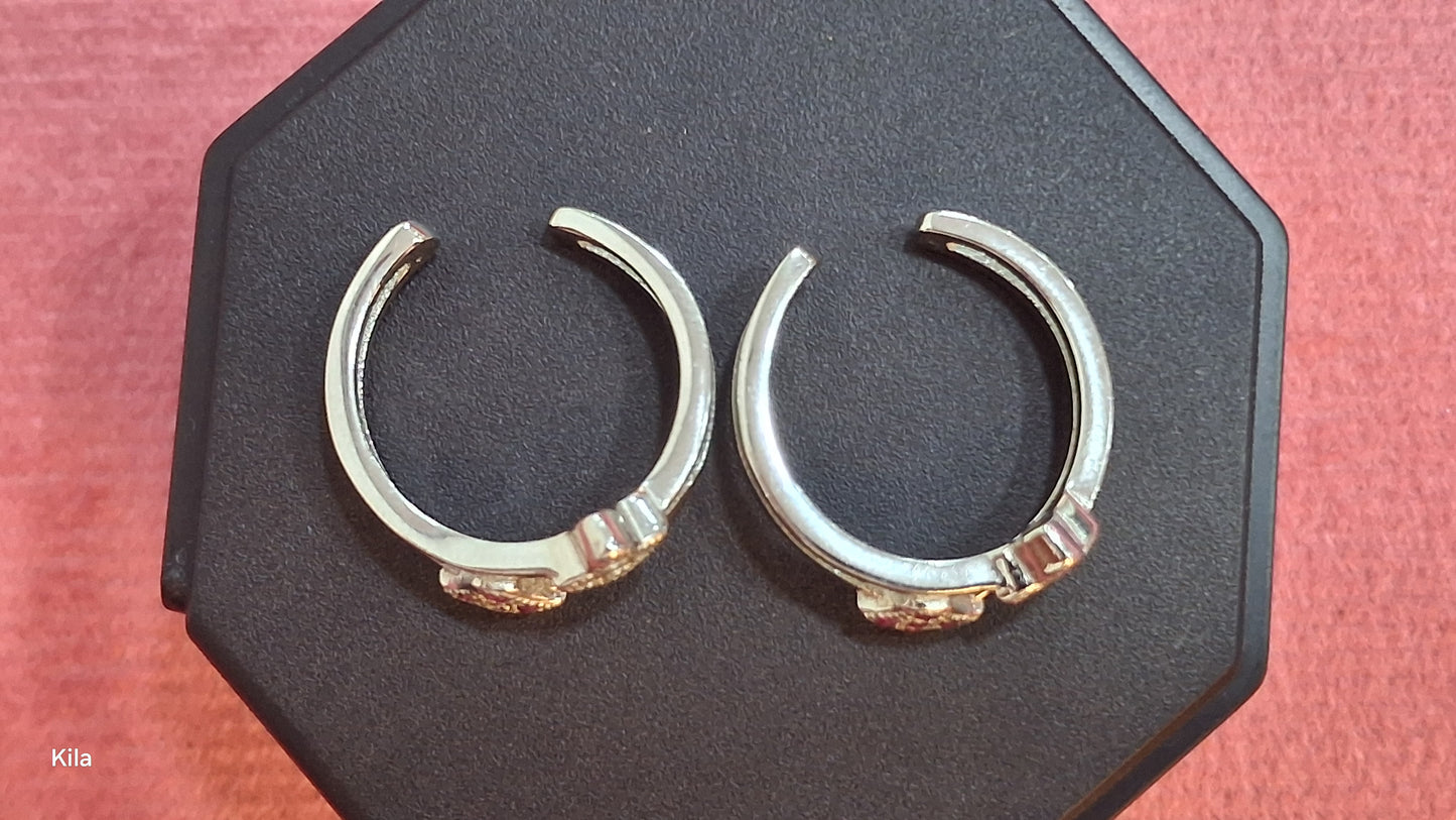 92.5 Silver White & Pink Stone Toe Rings | Premium Dual Tone Design | Jewellery