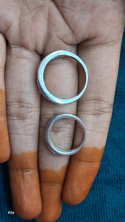 92.5 Silver Couple Rings (Men Size 19 | Women Size 8) | Stylish Elegant Design | Jewellery