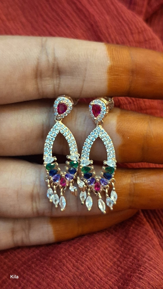 92.5 Silver Rose Gold Plated Earrings | Stylish Elegant Design | Premium Jewellery