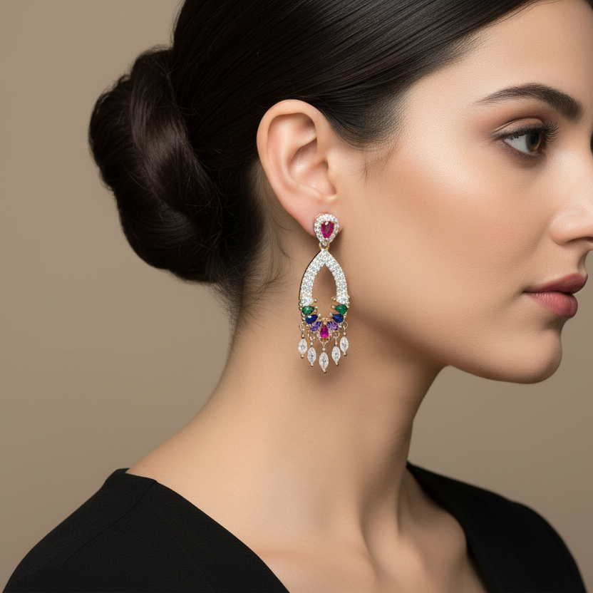 92.5 Silver Rose Gold Plated Earrings | Stylish Elegant Design | Premium Jewellery