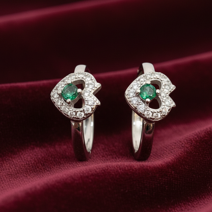 92.5 Silver Heart Green Stone Toe Rings | Premium Stylish Finish | Jewellery