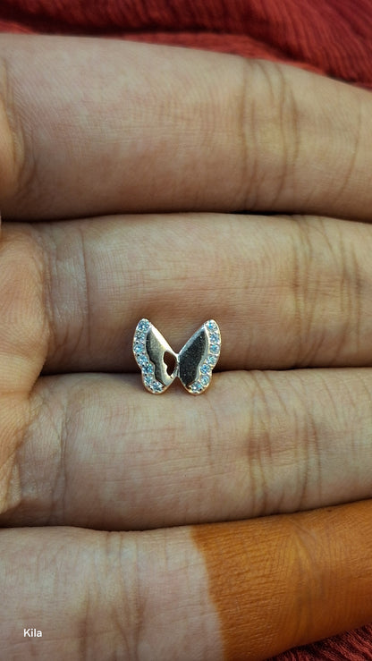 92.5 Silver Butterfly Rose Gold Plated Studs | Stylish Cute Design | Elegant Jewellery