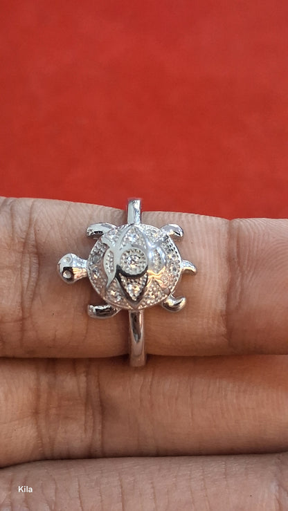 92.5 Silver Classic Tortoise Ring | Traditional Good Luck Design | Jewellery